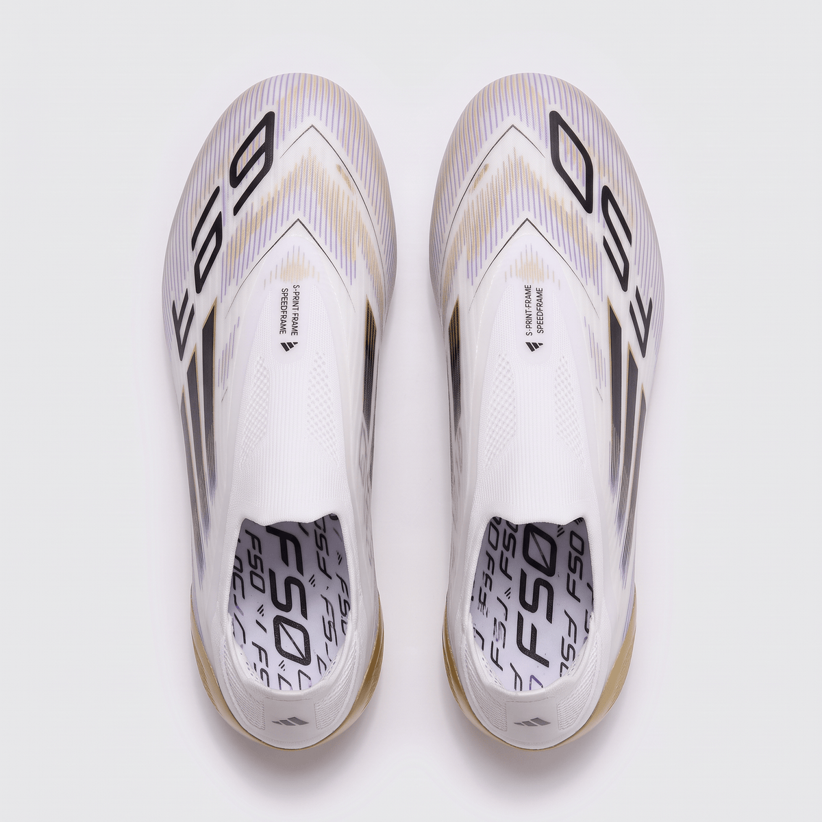 F50 Laceless FG White / Core Black / Gold Metallic - Elite Boots