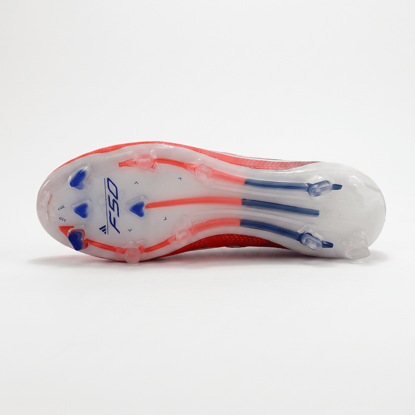 F50 Laceless FG White / Solar Red / Lucid Blue - Elite Boots
