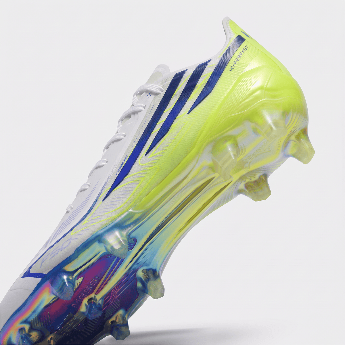 F50 Hyperfast Pro FG Footwear White / Lucid Blue / Solar Yellow - Elite Boots