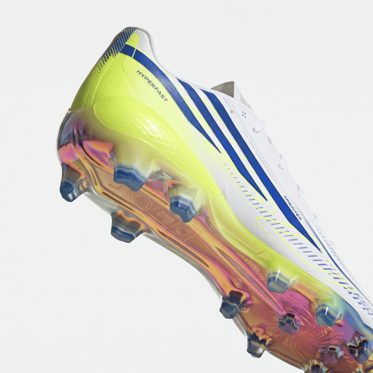 F50 Hyperfast Pro FG Footwear White / Lucid Blue / Solar Yellow - Elite Boots
