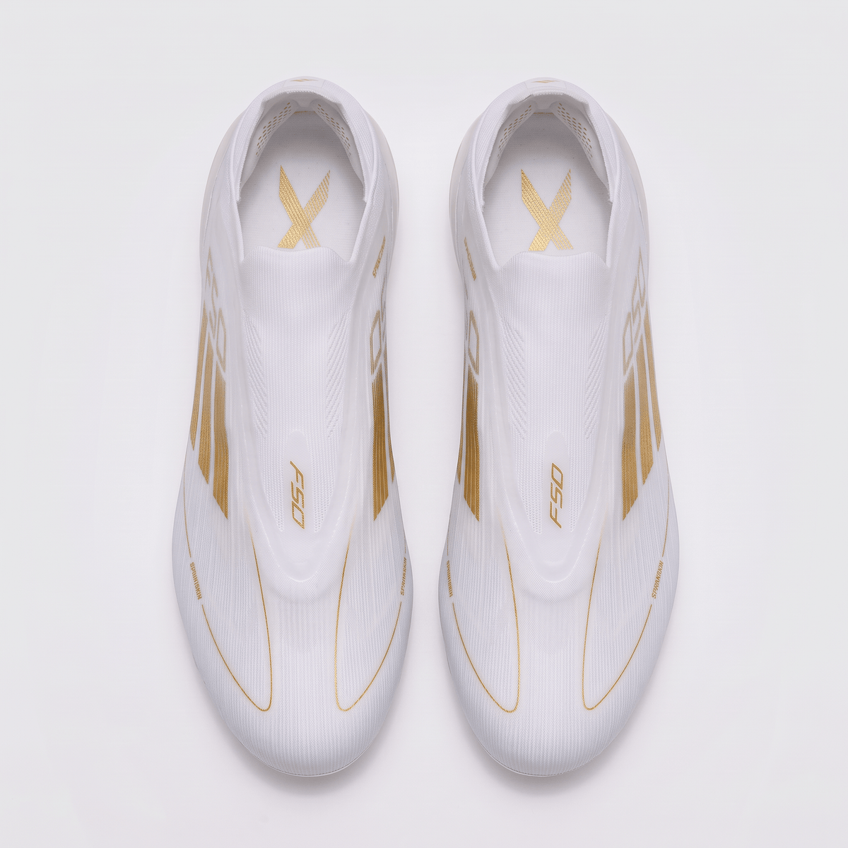 F50 Laceless FG White / Gold Metallic - Elite Boots