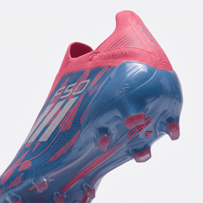 F50 Laceless FG Solar Blue / Footwear White / Solar Pink - Elite Boots
