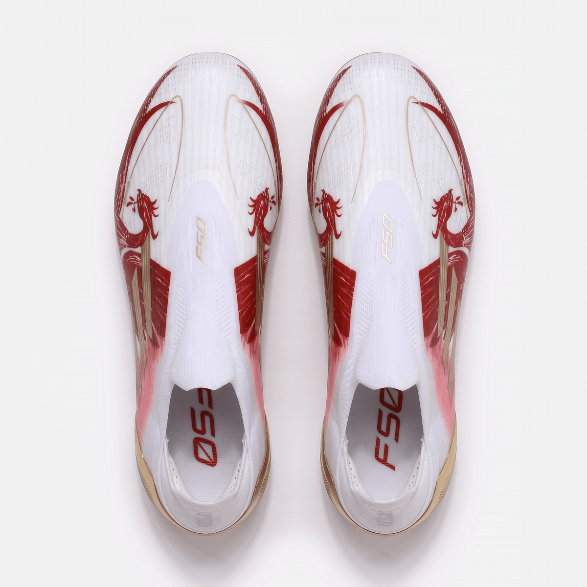 F50+ Laceless FG White / Gold Metallic / Scarlet Red - Elite Boots