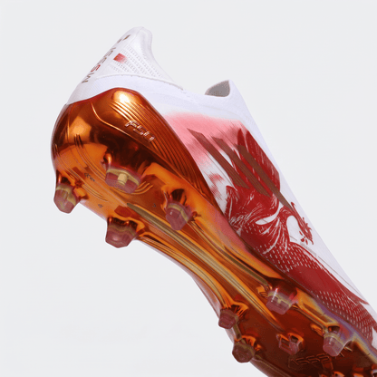 F50+ Laceless FG White / Gold Metallic / Scarlet Red - Elite Boots