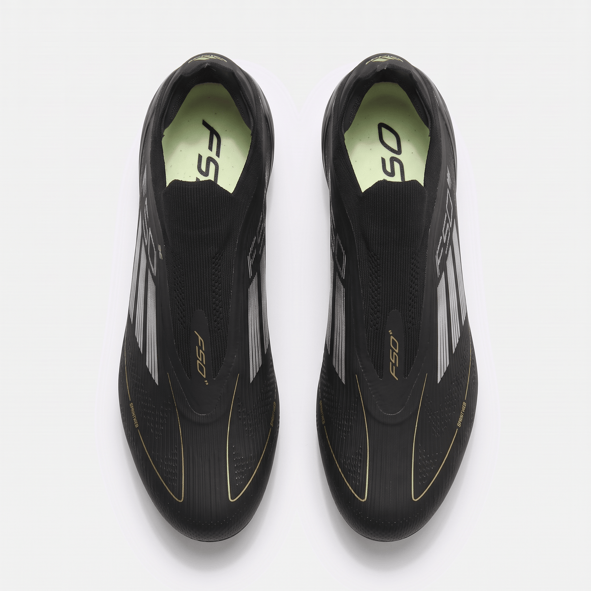 F50 Laceless FG Core Black / Iron Metallic / Gold Metallic - Elite Boots