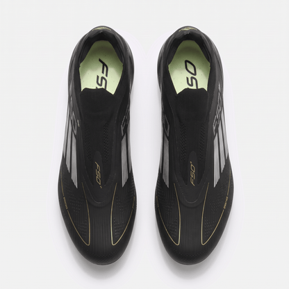 F50 Laceless FG Core Black / Iron Metallic / Gold Metallic - Elite Boots