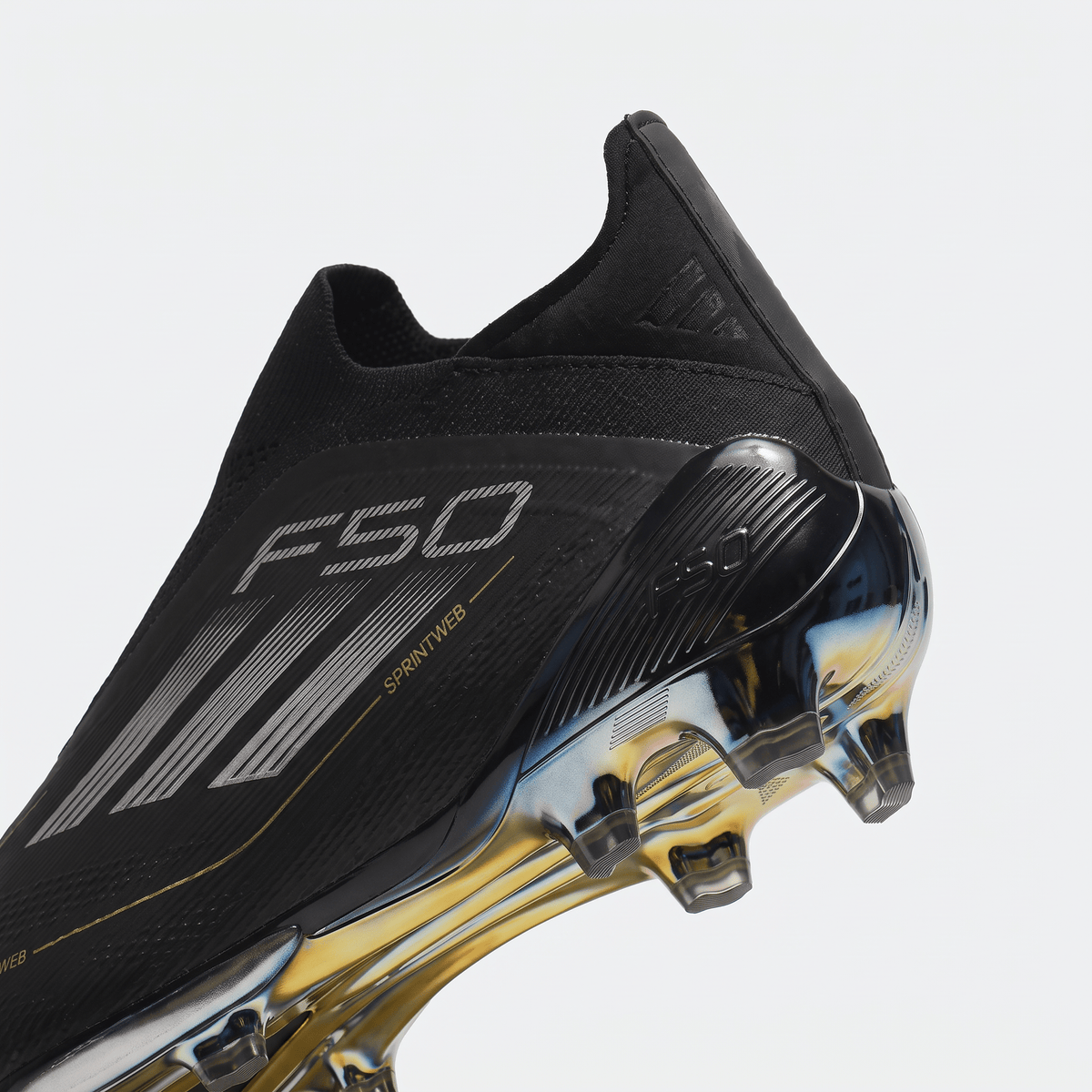 F50 Laceless FG Core Black / Iron Metallic / Gold Metallic - Elite Boots