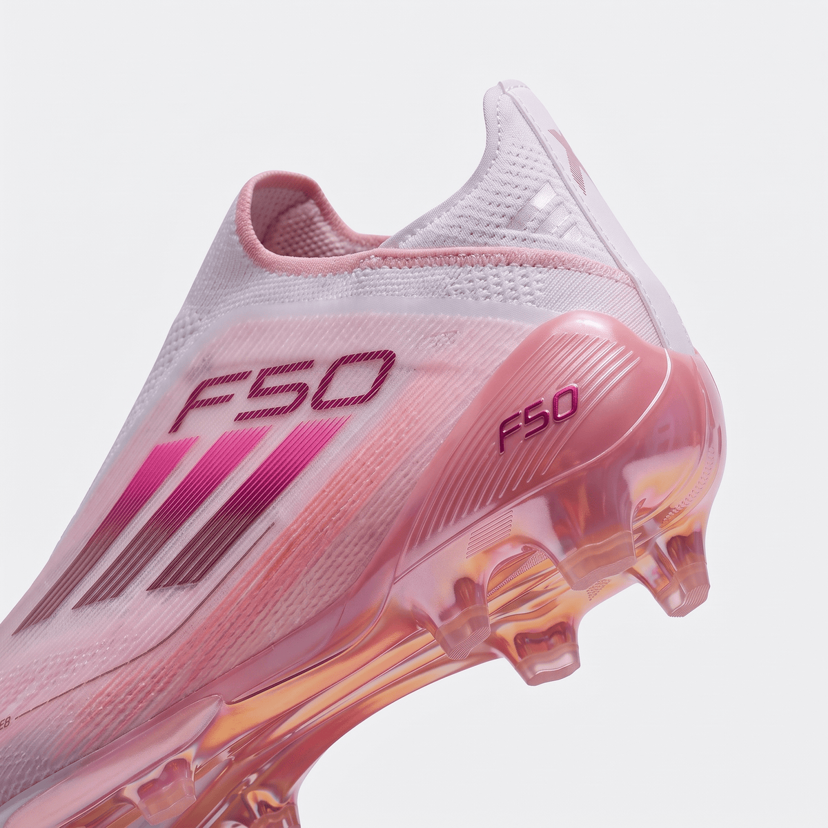 F50 Laceless FG Clear Pink / Purple Glow / Light Pink - Elite Boots