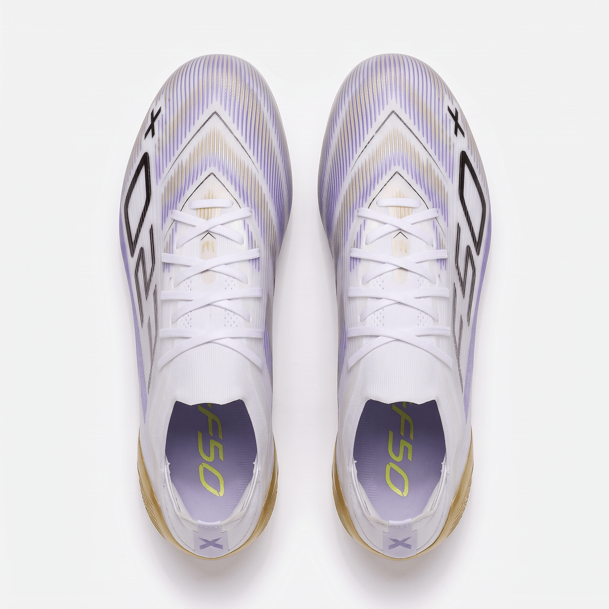 F50+ Laced FG White / Purple Glow / Gold Metallic / Core Black - Elite Boots