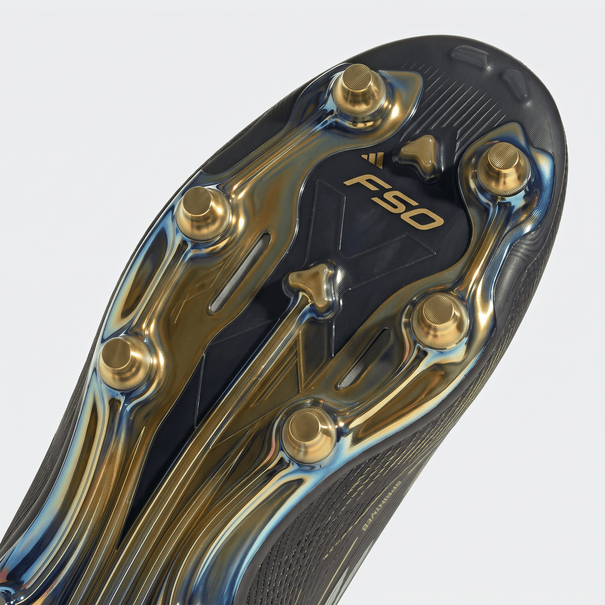 F50 Laceless FG Core Black / Iron Metallic / Gold Metallic - Elite Boots