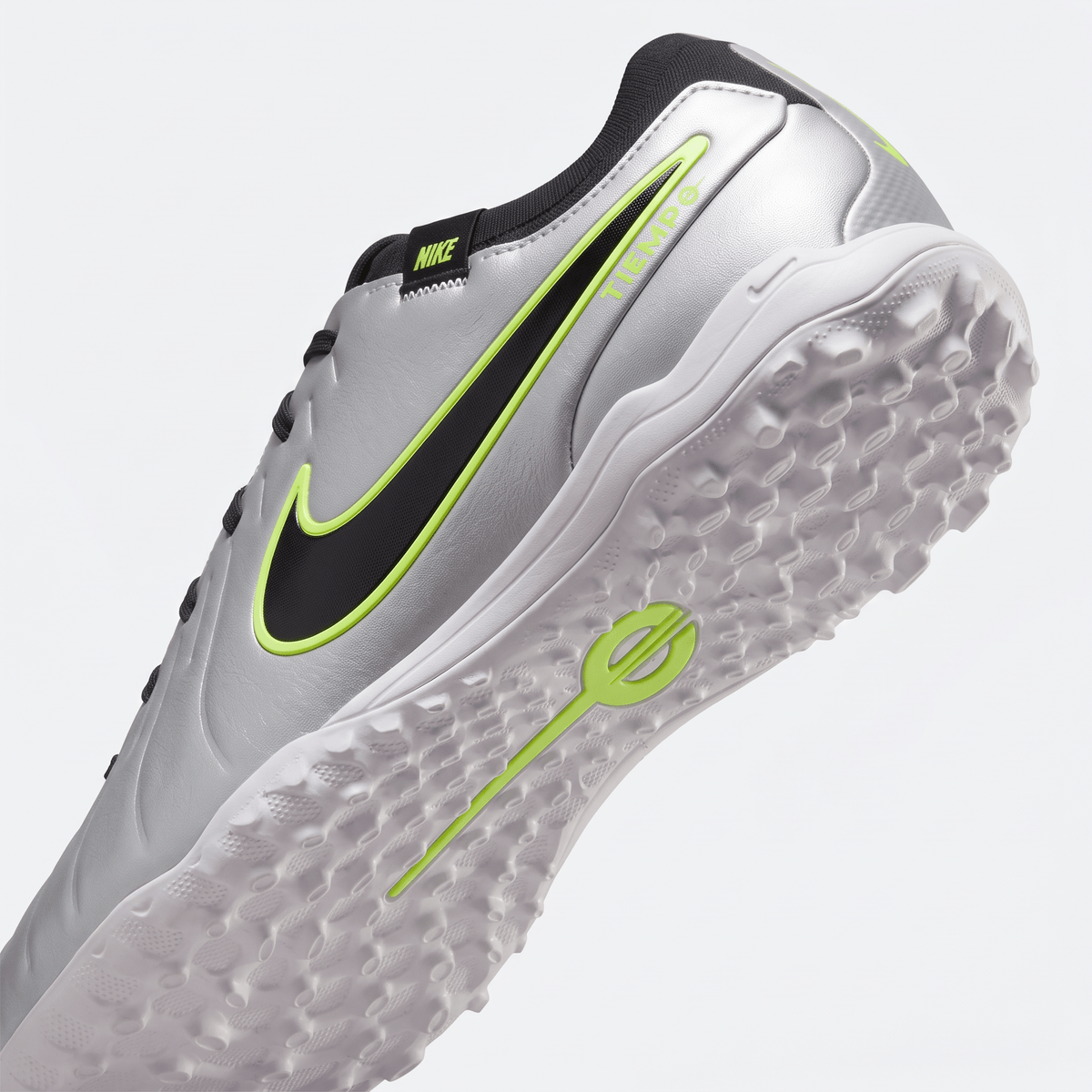 Tiempo Legend 10 Academy TF Metallic Silver / Black / Volt / White - Elite Boots