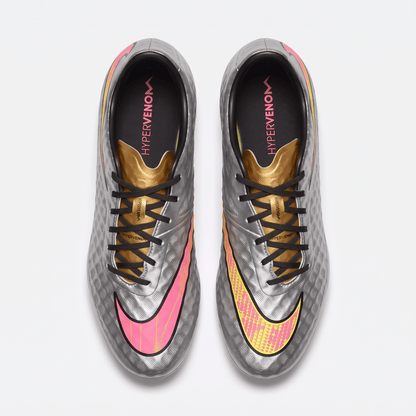 Hypervenom Phantom FG Metallic Silver / Black / Volt / Racer Pink - Elite Boots