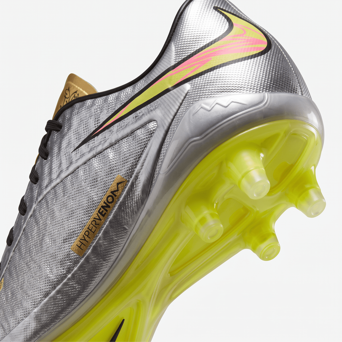 Hypervenom Phantom FG Metallic Silver / Black / Volt / Racer Pink - Elite Boots