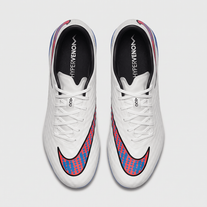 Hypervenom Phantom I FG White / Blue Lagoon / Crimson / Black - Elite Boots