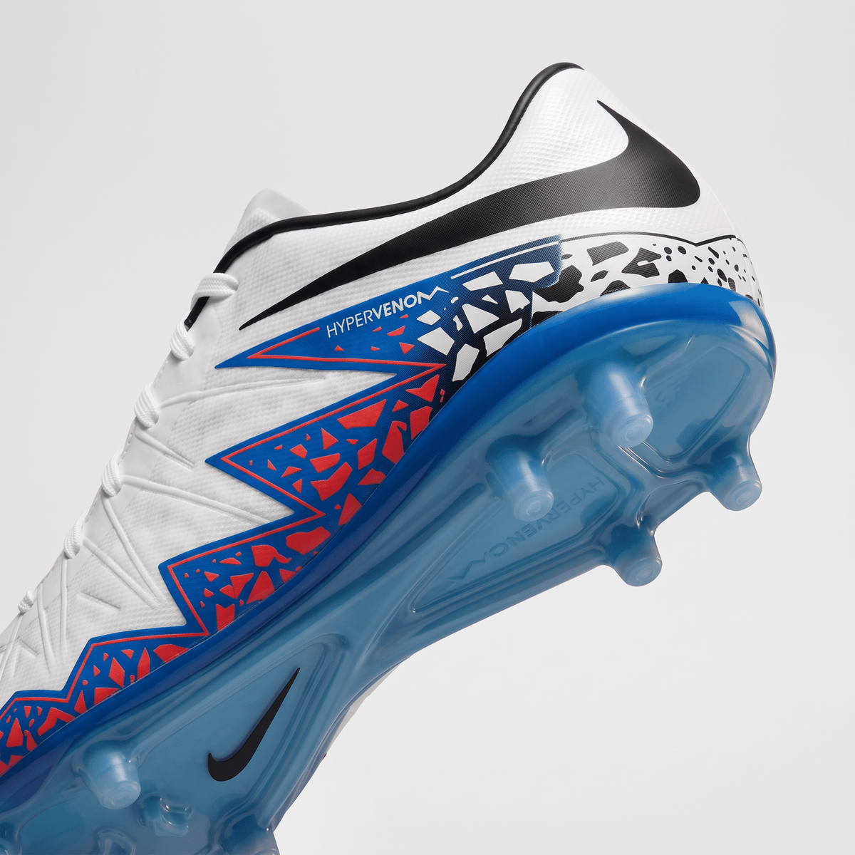 Hypervenom Phantom I FG White / Blue Lagoon / Crimson / Black - Elite Boots