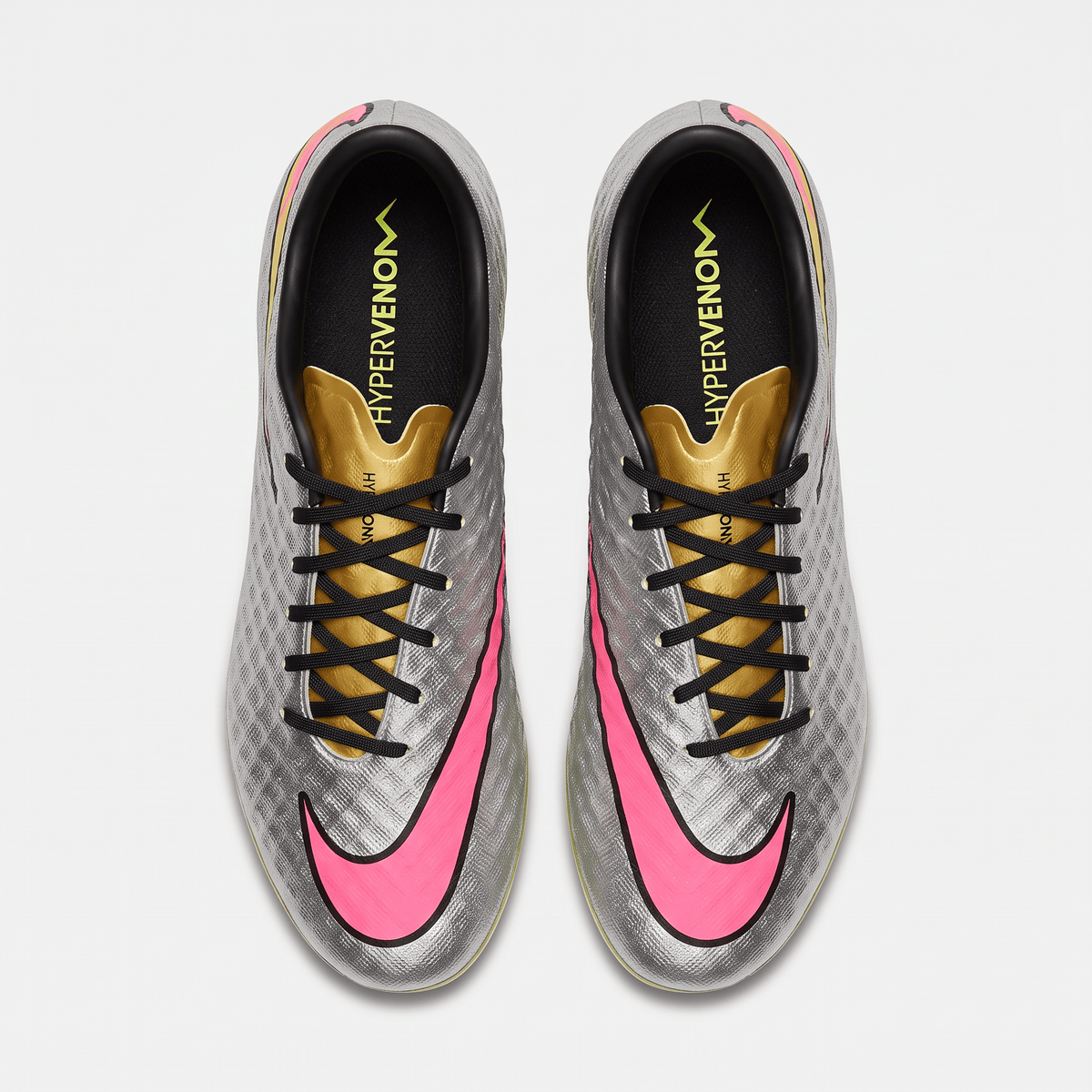 Hypervenom Phantom FG Chrome / Hyper Pink / Metallic Gold Coin / Black - Elite Boots