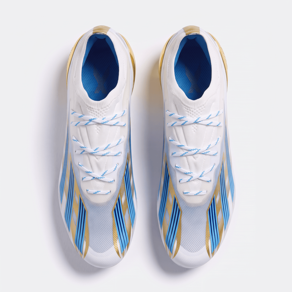 X Crazyfast.1 FG Cloud White / Pulse Blue / Gold Metallic - Elite Boots