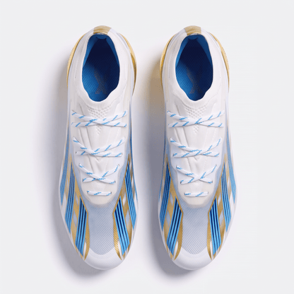 X Crazyfast.1 FG Cloud White / Pulse Blue / Gold Metallic - Elite Boots