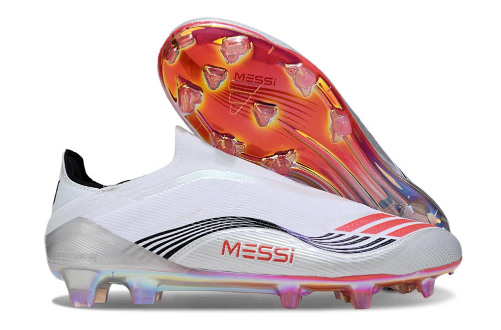 F50 Laceless Elite FG White/Orange Messi - Elite Boots