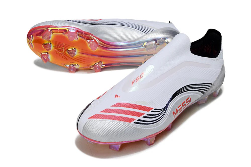 F50 Laceless Elite FG White/Orange Messi - Elite Boots