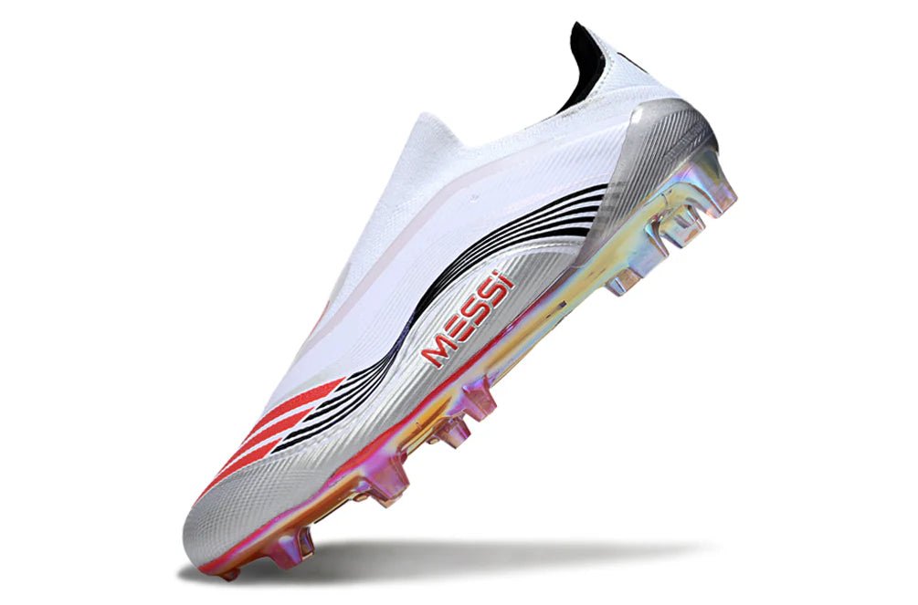 F50 Laceless Elite FG White/Orange Messi - Elite Boots