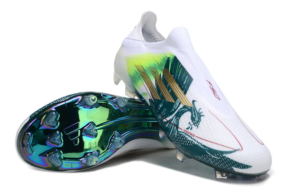 F50 Laceless Elite FG Salah White/Green - Elite Boots