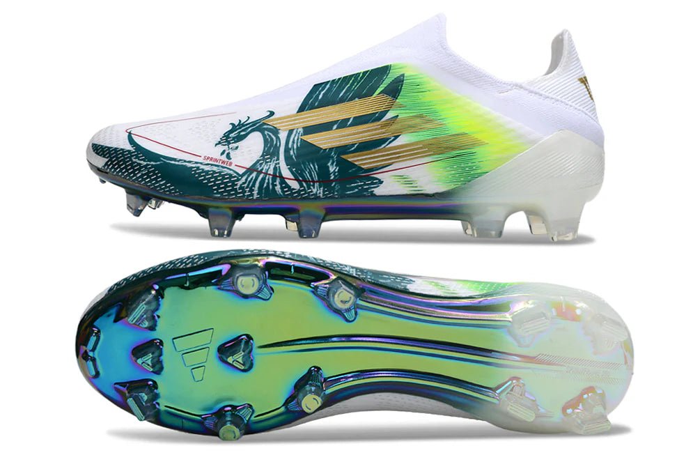 F50 Laceless Elite FG Salah White/Green - Elite Boots