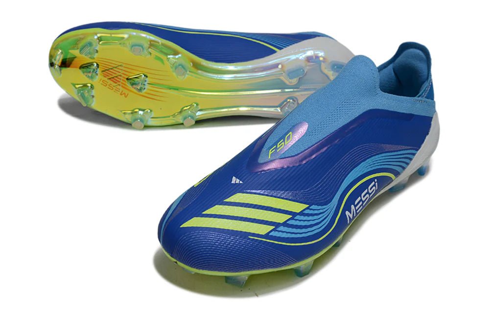 F50 Laceless Elite FG Royal Blue/Solar Yellow Messi - Elite Boots
