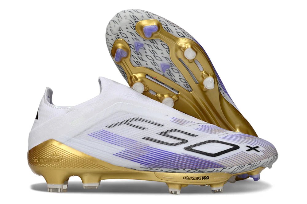 F50+ Laceless Elite FG White/Gold - Elite Boots