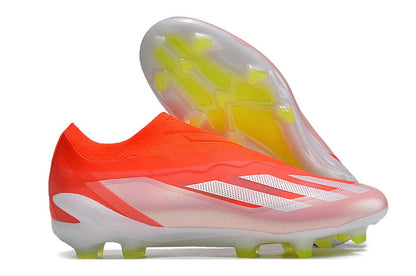 X Crazyfast Laceless Elite FG White/Orange Energy Citrus - Elite Boots