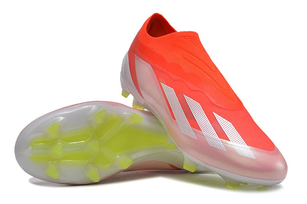 X Crazyfast Laceless Elite FG White/Orange Energy Citrus - Elite Boots