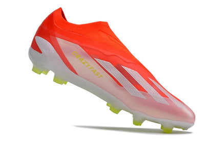 X Crazyfast Laceless Elite FG White/Orange Energy Citrus - Elite Boots