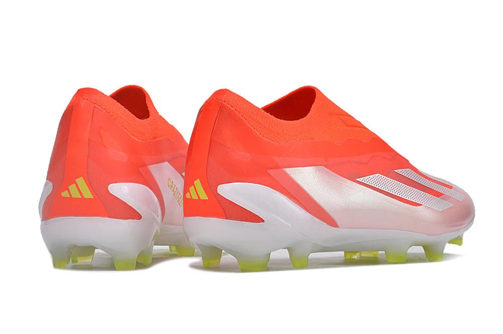 X Crazyfast Laceless Elite FG White/Orange Energy Citrus - Elite Boots
