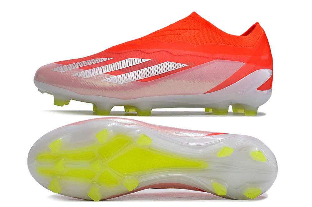 X Crazyfast Laceless Elite FG White/Orange Energy Citrus - Elite Boots