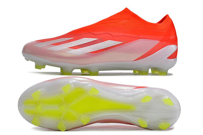 X Crazyfast Laceless Elite FG White/Orange Energy Citrus - Elite Boots