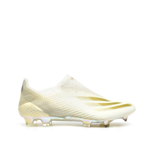 X Ghosted+ Laceless FG White Metallic Gold - Elite Boots