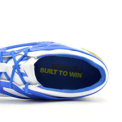 15.1 FG/AG White/Prime Blue Messi - Elite Boots