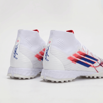 F50 League Mid Cut TF : Footwear White / Team Navy Blue / Lucid Red - Elite Boots