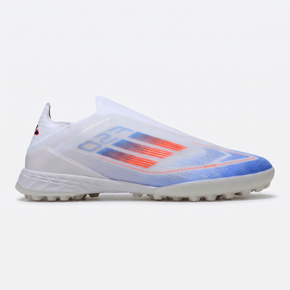 F50 Laceless TF Footwear White / Solar Red / Lucid Blue - Elite Boots