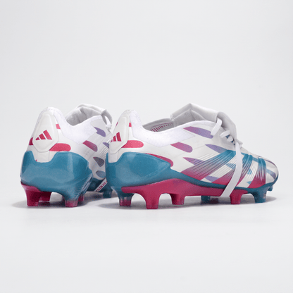 Predator Fold-Over Tongue FG White / Solar Blue / Solar Pink - Elite Boots