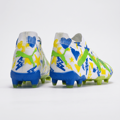 Future Ultimate NJR FG/AG White / Racing Blue / Lemon Meringue / Parakeet Green - Elite Boots