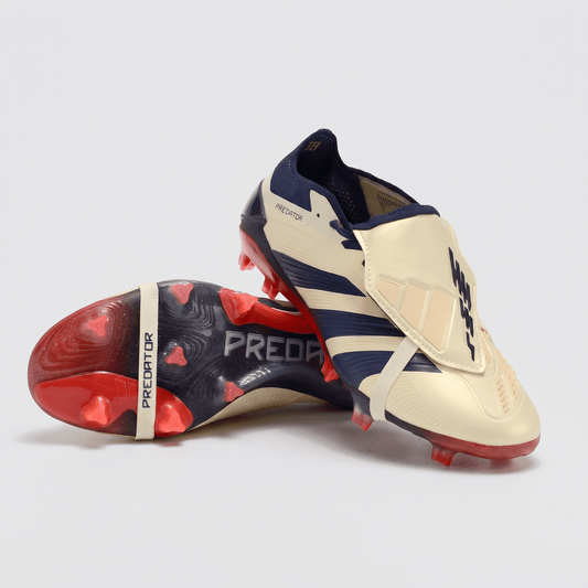 Predator Fold-Over Tongue FG Beige / Night Navy / Solar Red - Elite Boots