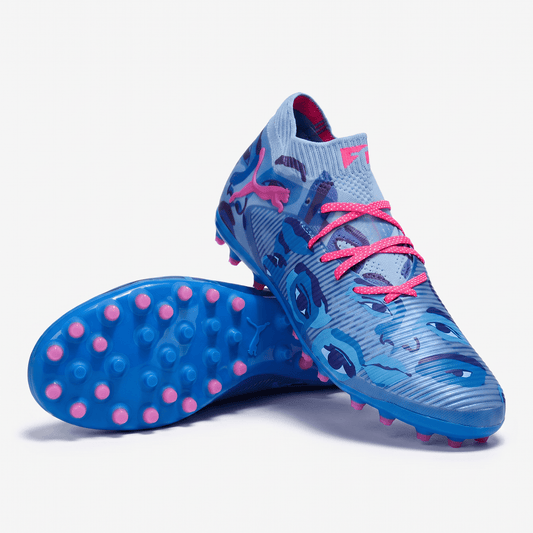 Future 8 Ultimate MG Blue Glimmer / White / Ultra Blue / Fluo Pink - Elite Boots
