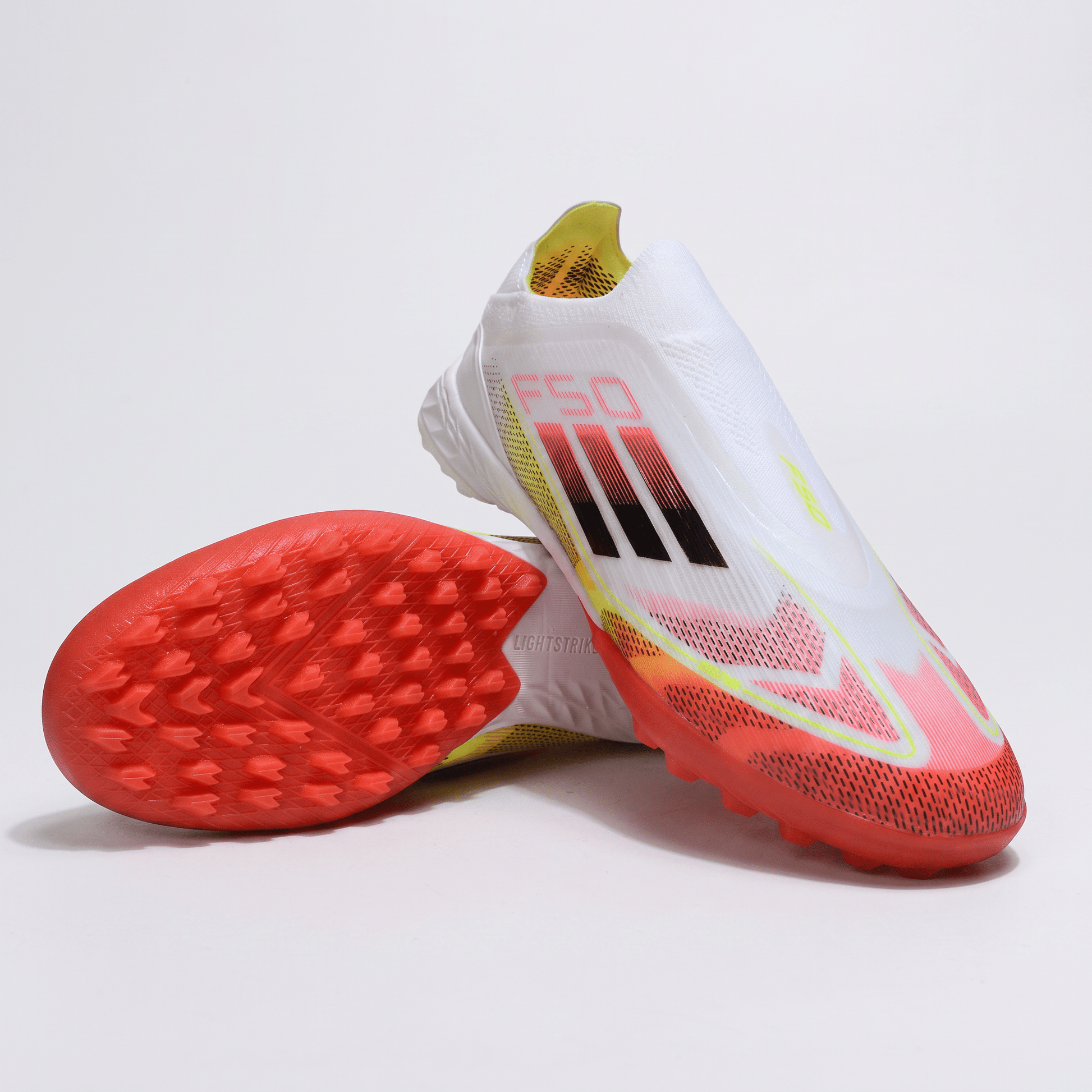 F50 Laceless TF Footwear White / Core Black / Lucid Lemon - Elite Boots