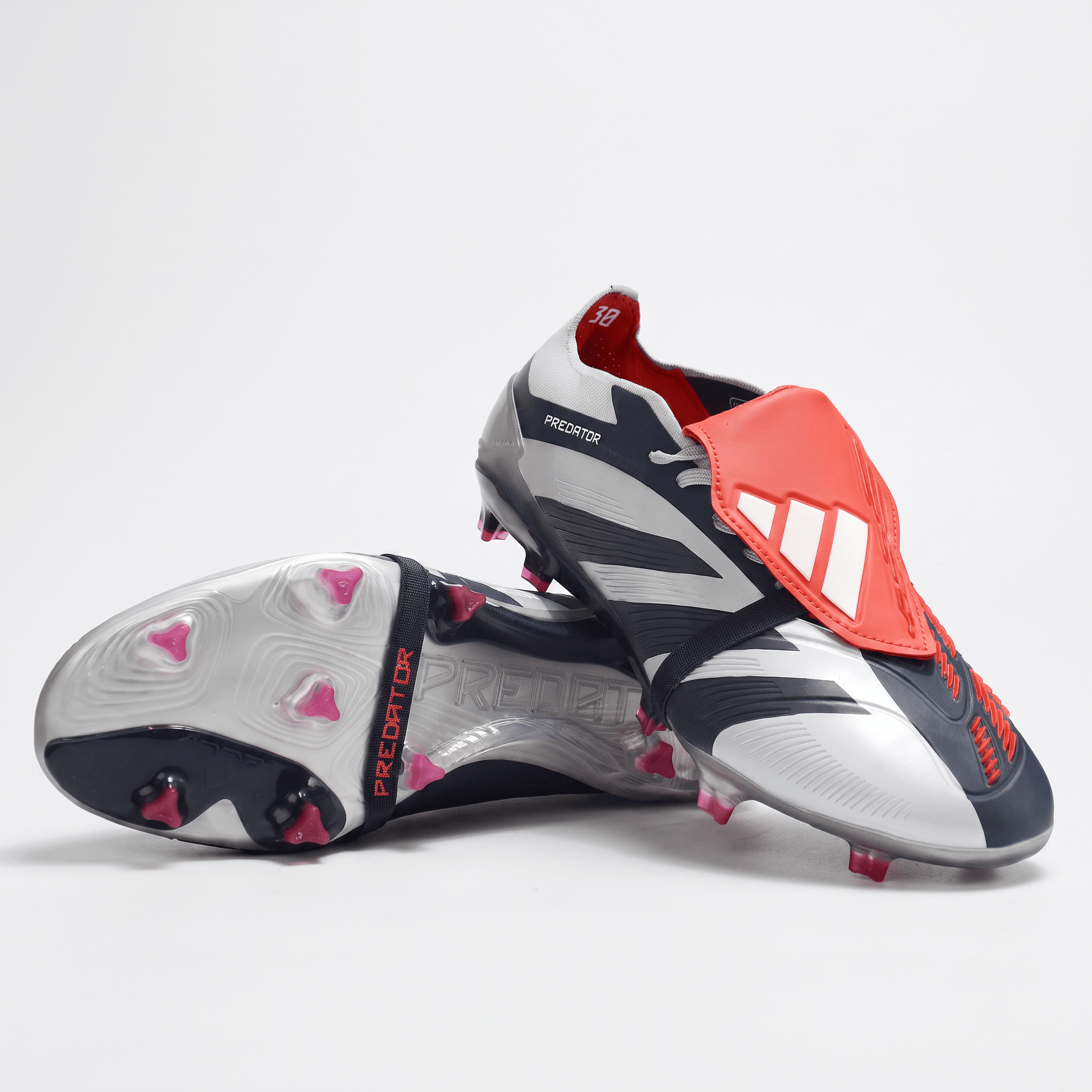 Predator Fold-Over Tongue FG Muted Silver / Core Black / Solar Red - Elite Boots