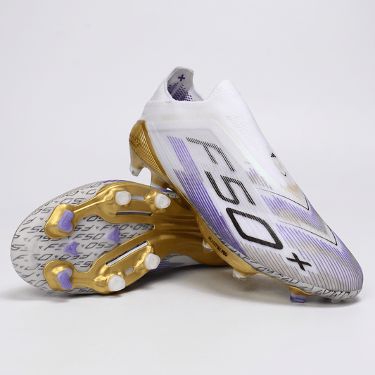 F50 LL Laceless White / Purple Rush / Gold Metallic / Black - Elite Boots