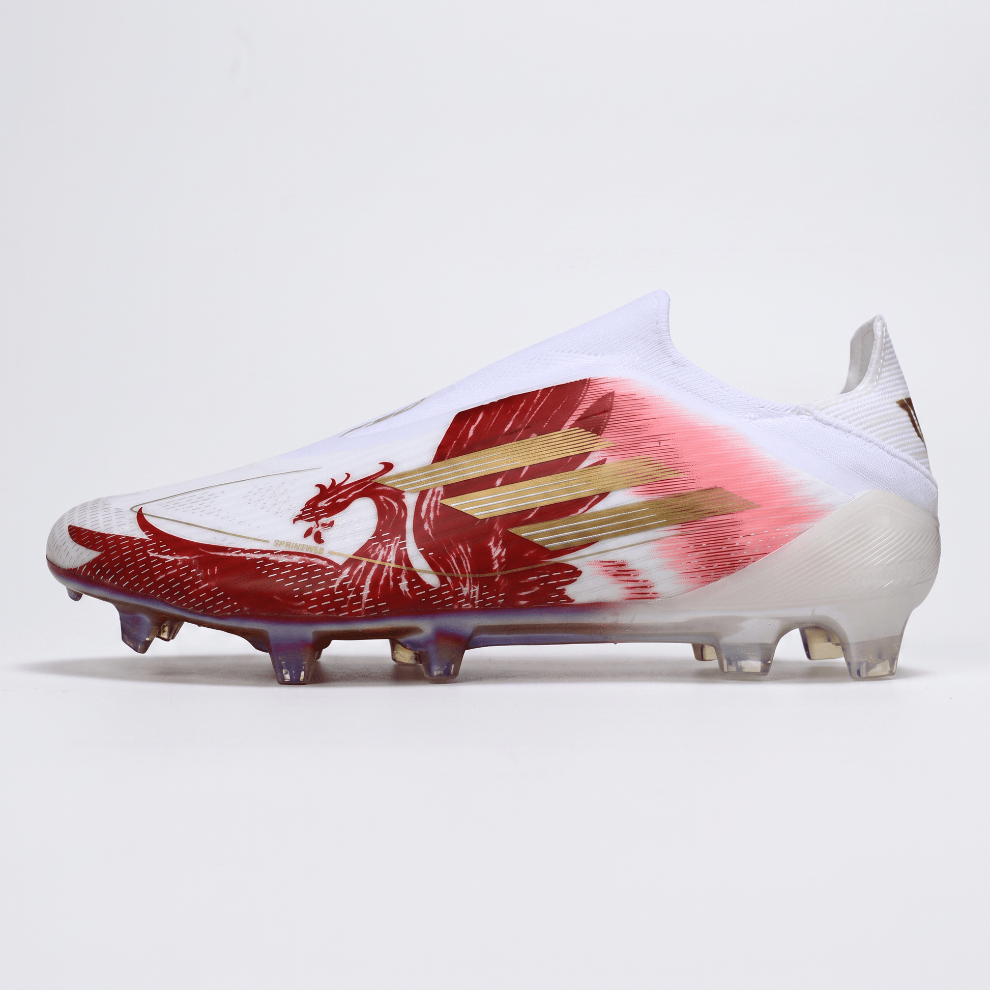 F50+ Laceless FG White / Gold Metallic / Scarlet Red - Elite Boots