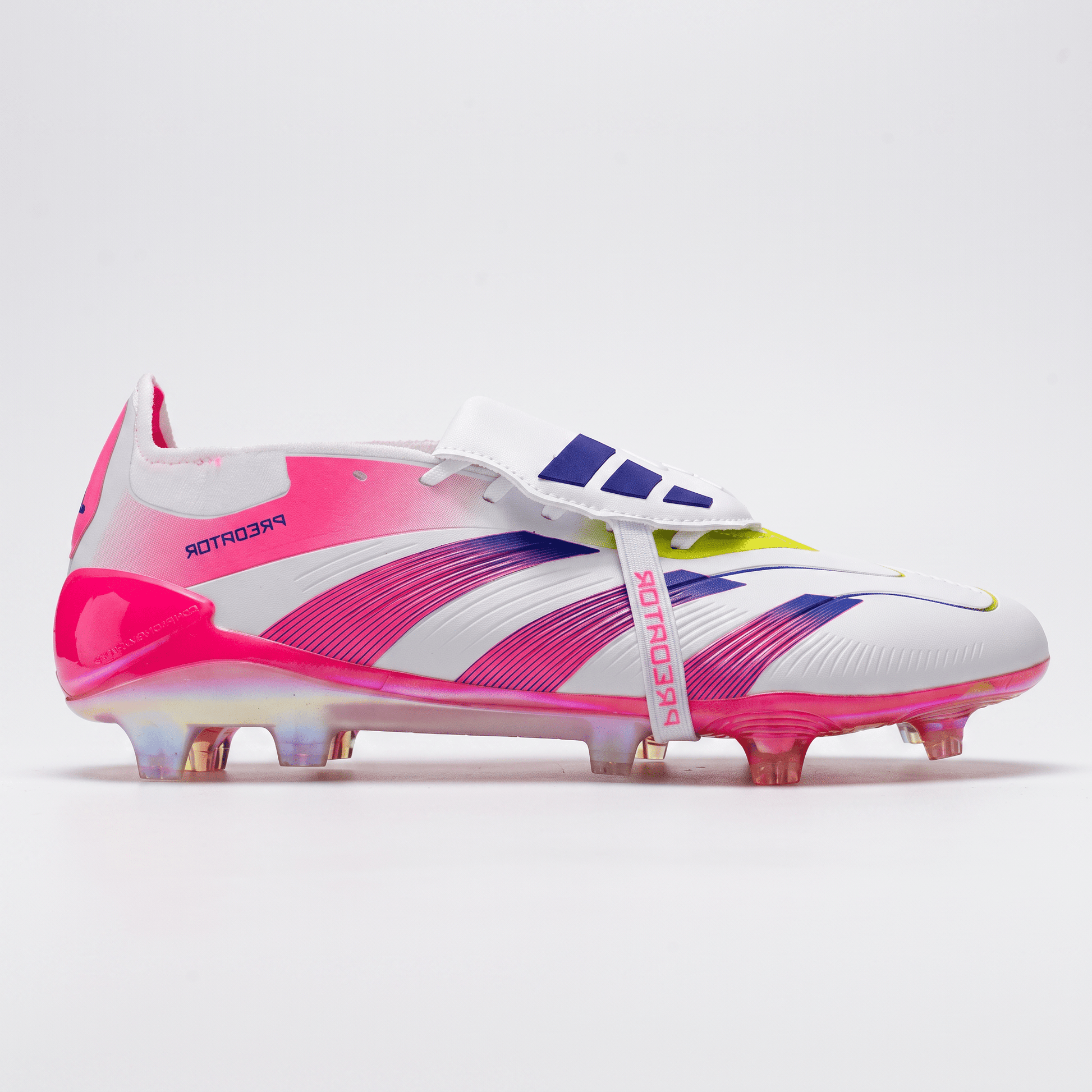 Predator Fold-Over Tongue FG White / Solar Blue / Solar Pink - Elite Boots