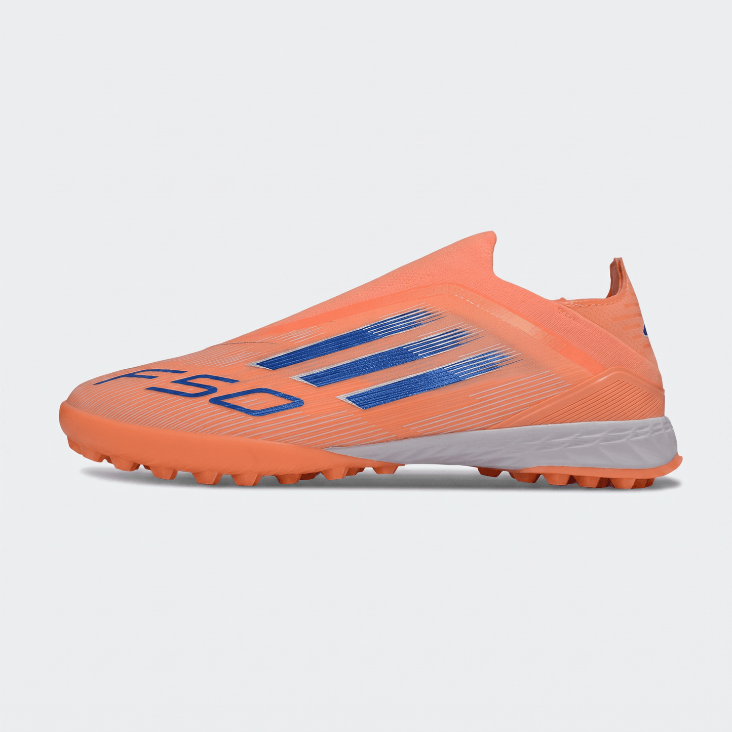 F50 Laceless TF Solar Orange / Lucid Blue / Cloud White - Elite Boots