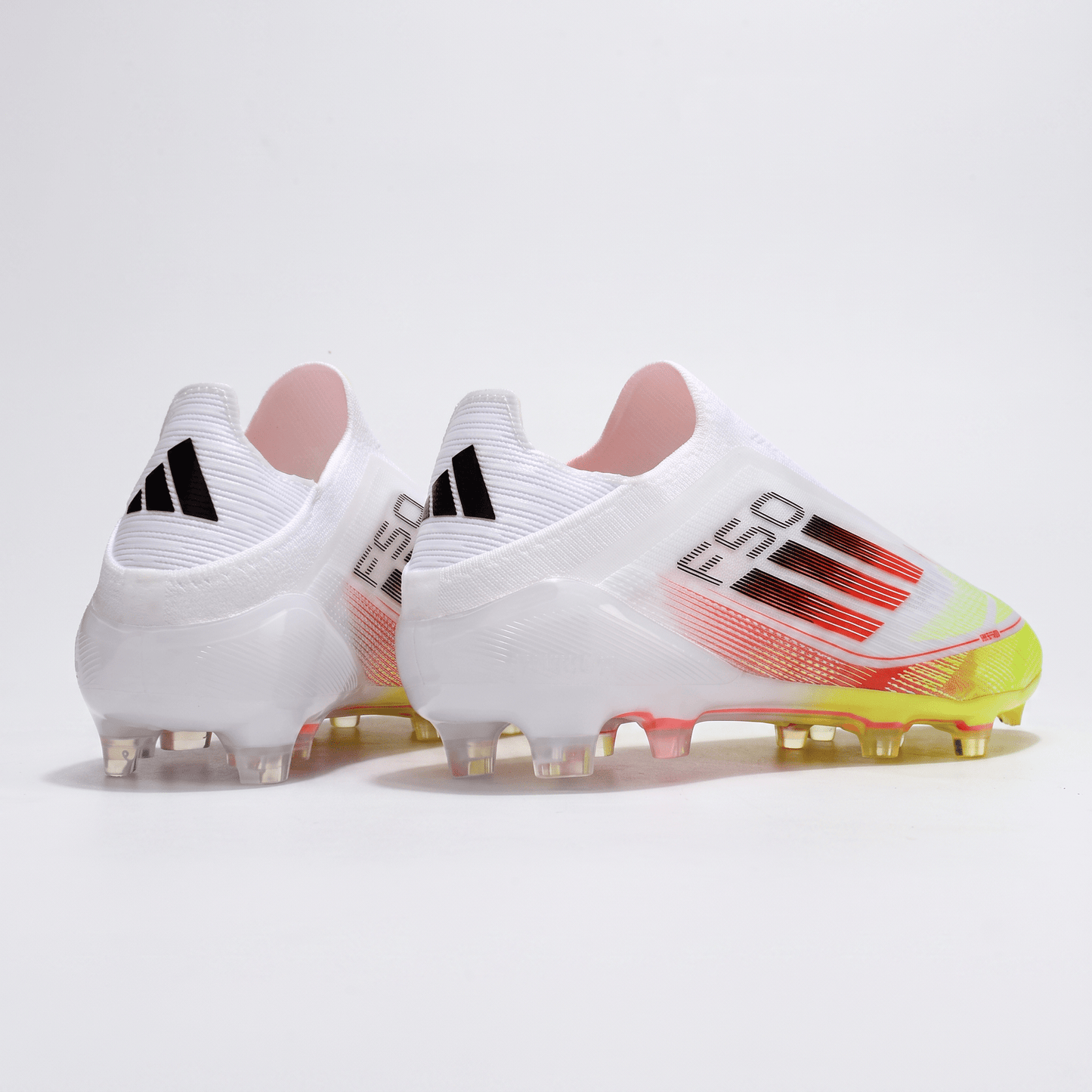F50 Laceless FG White / Core Black / Solar Yellow - Elite Boots